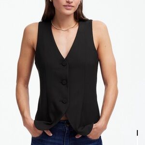 Madewell Black Wool Blend V-Neck Vest Size: 8